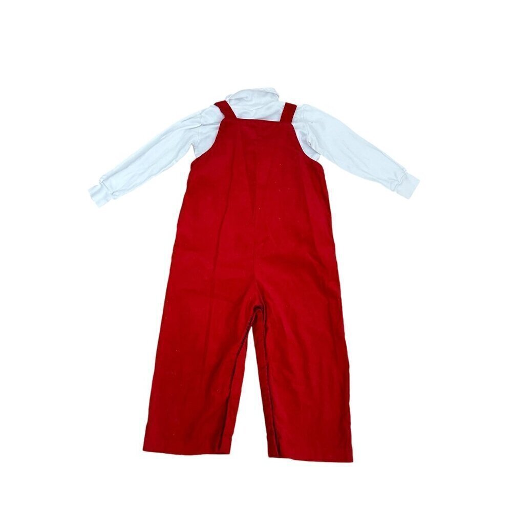 Rebecca Raggs Original Christmas Snowman Corduroy Overalls & White Long Sleeve S - Picture 2 of 7